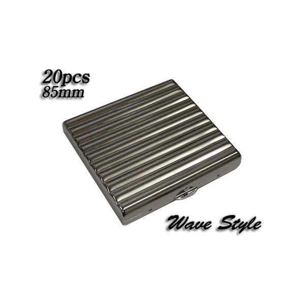 送料270円〜新品 シガレットケース(横連れしないウェーブ型)20本収納(8,5cmたばこ用)真鍮製シルバーニッケル