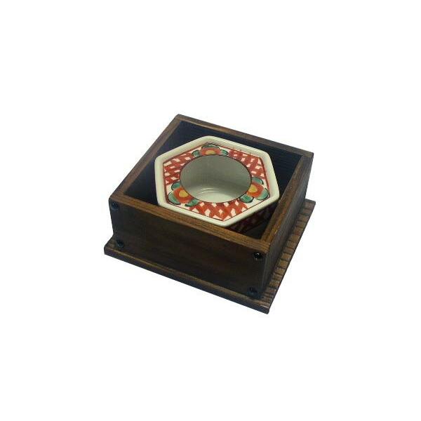 新品正規品 伝統焼き物「瀬戸焼」赤絵万歴(あかえばんれき)(木枠付き)灰皿 日本製(愛知県瀬戸市)