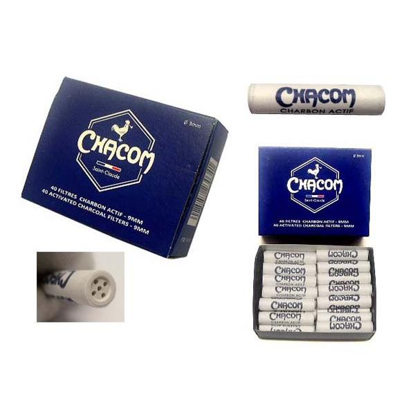 送料290円〜CHACOM(シャコム)9mmフィルター カーボン(チャコール)活性炭 40個入り(1箱) 対応 パイプ9mmダボ , シガレットホルダー9mm ドイツ製