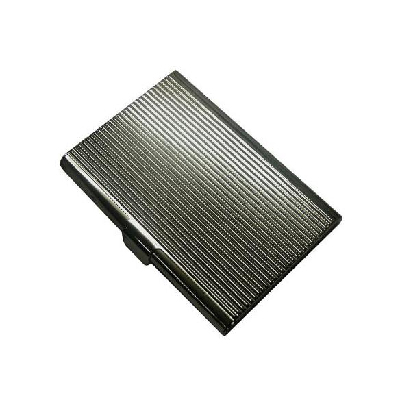 送料180円〜スタイリッシュなストライプ名刺カードケース(シルバーニッケル)