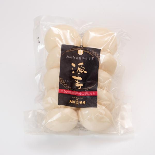 原料のこがね糯は、なたね粕・カニ殻・魚粕等を微生物分解させて作った有機質肥料をふんだんに施した中魚沼郡津南町産の有機ＪＡＳ認定米を使用、水は名水の地、津南の地下水を使用しました。餅は杵の自然落下による杵つきで搗き上がり確認は一臼一臼、熟練の...