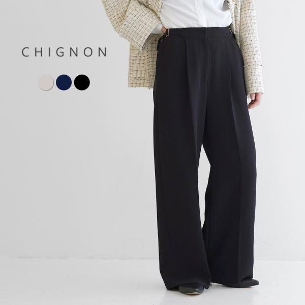CHIGNON（シニヨン） ベルト付きワイド パンツ / ボトムス レディース ズボン オケージョン フォーマル オフィス