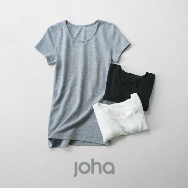 JOHA（ヨハ） MARIE/ROSE メリノウール ショートスリーブ Tシャツ / レディース インナーウェア 半袖 無地