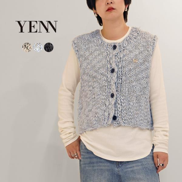 【予約販売：11月下旬発送予定】YENN（イェン） ハンドスラブ ミックスベスト / レディース ニット 前開き