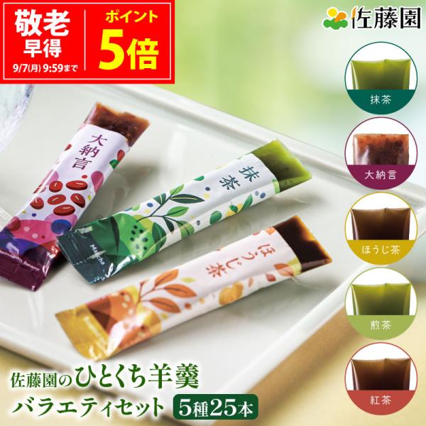 敬老の日 羊かん 和菓子 ひとくち羊羹 5種バラエティセット 25本入 佐藤園 茶羊かん お菓子 ギフト プレゼント 個包装