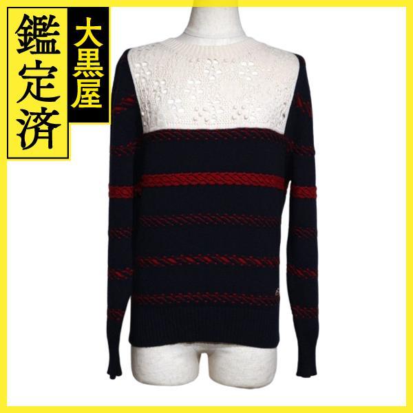 CHANEL シャネル セーター レディース36 ネイビー/レッド/アイボリー 