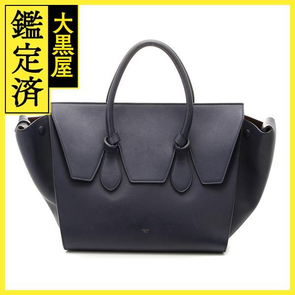 CELINE セリーヌ タイ ネイビー カーフ ハンドバッグ【460 