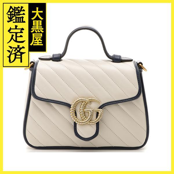 GUCCI GGマーモントミニトップハ2wayショルダー 583571 ホワイト 