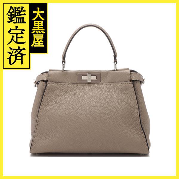 FENDI フェンディ セレリア レギュラーピーカブー グレージュ レザー  