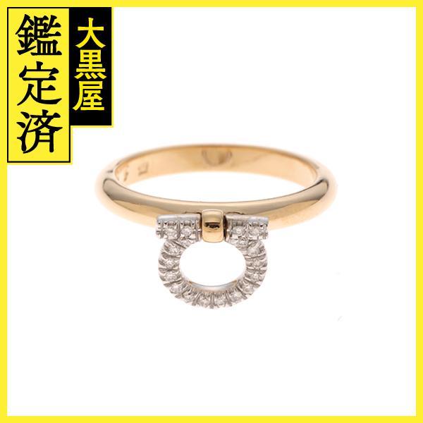 フェラガモ　ガンチーニ　リング・イエローゴールドにダイヤモンド装飾 リング VARA（Salvatore Ferragamo） Salフェラガモガンチーニリング指輪 YG