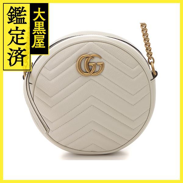 GUCCI グッチ GGマーモント ラウンドミニショルダーバッグ ホワイト  