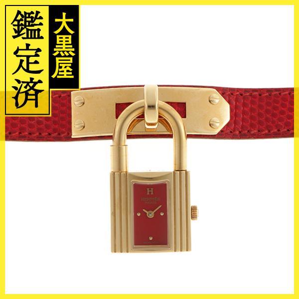 HERMES エルメス ケリーウォッチ KE1.201 レッド文字盤 GP/革 クオーツ  