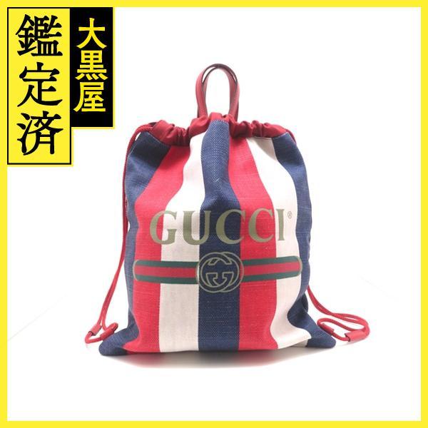 GUCCI グッチ トリコロール ドローストリング バックパック リュック 