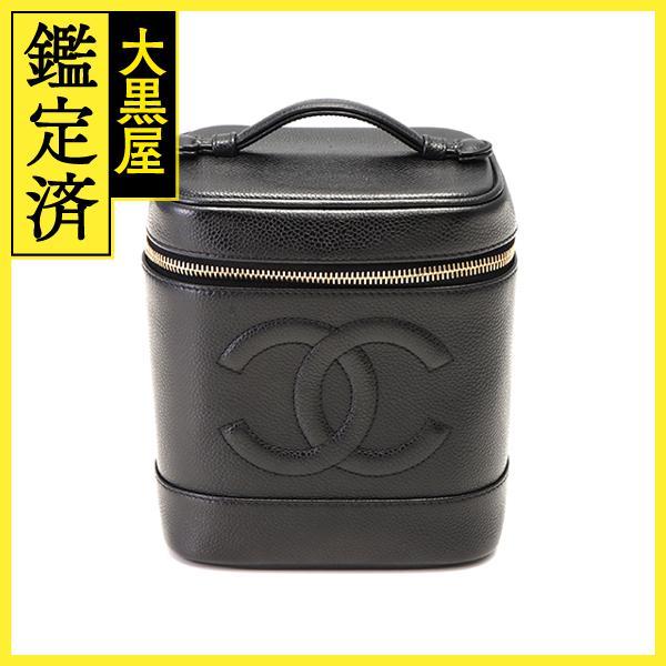 CHANEL シャネル ココマーク 縦型バニティ ブラック キャビア A01998