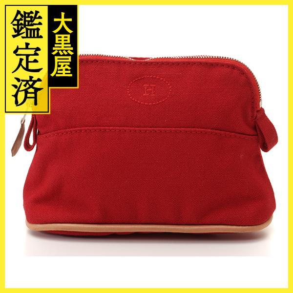 美品HERMESボリードMM　ポーチ　赤ボルドー HERMES（エルメス） Herm〓s ボリードポーチ16 レッド／SV 【471】 Y