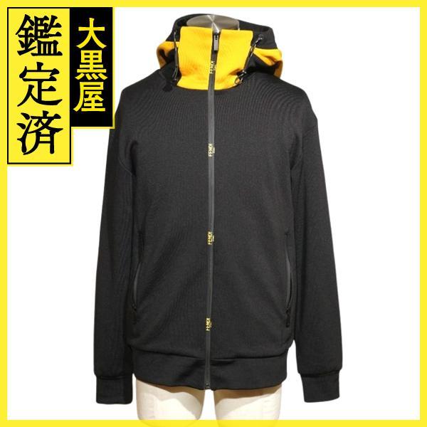 FENDI（フェンディ） ロゴ ジップアップパーカー メンズS ブラック 