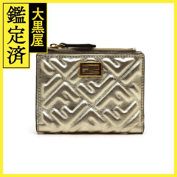 FENDI バゲット FENDI FFエンボス バゲット 二つ折財布 8M0447 ゴールド GP