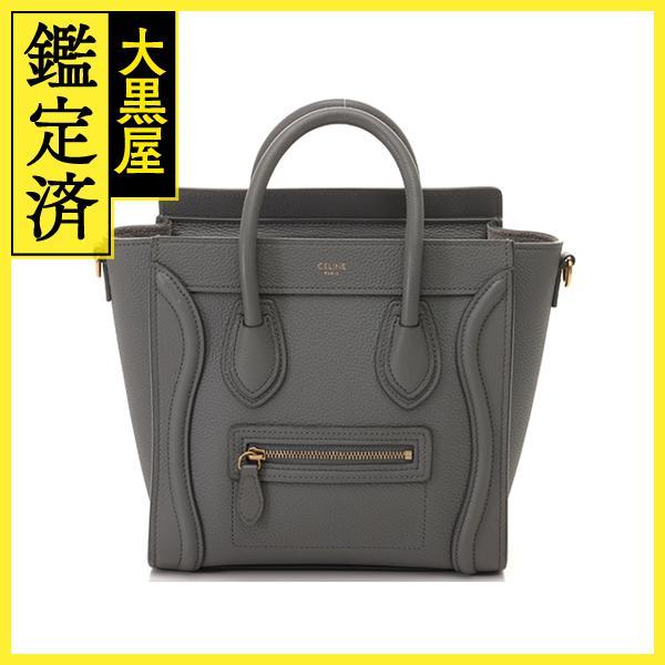 CELINE CELINE セリーヌ ラゲージ ナノ グレー レザー 189243 【471 