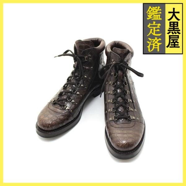 PRADA ブラウン クロコダイル風 ロングブーツ PRADA ブラウン