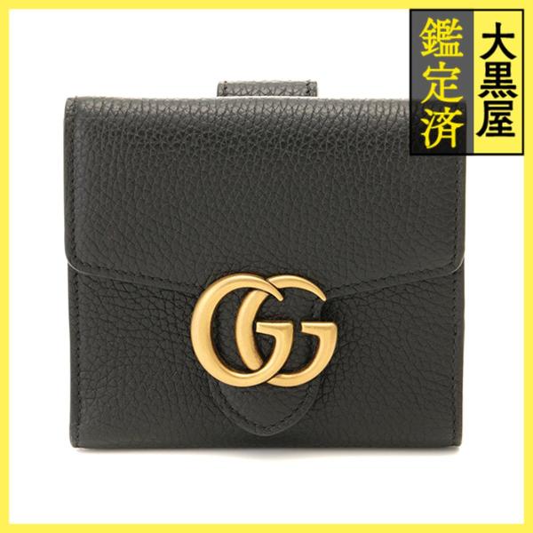 GUCCI 二つ折り財布 ダブルG ブラックレザー GUCCI（グッチ） ダブルG Wホック財布 ブラック/レザー 782749