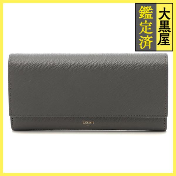 CELINE（セリーヌ） ロングフラップウォレット 二つ折り長財布 グレー