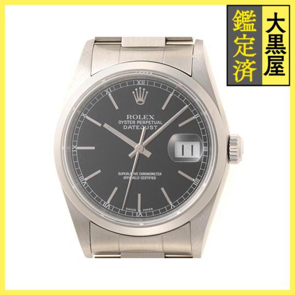 ROLEX ロレックス デイトジャスト36 16200 SS 自動 ブラック 男性用  