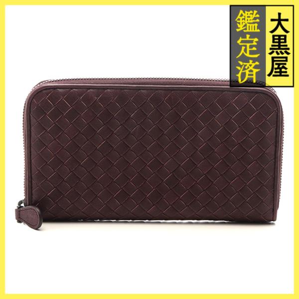 美品✨ ボッテガヴェネタ イントレチャート 長財布 ラウンドファスナー ボルドー ボッテガヴェネタ BOTTEGAVENETA 長財布 イントレチャート ラウンド