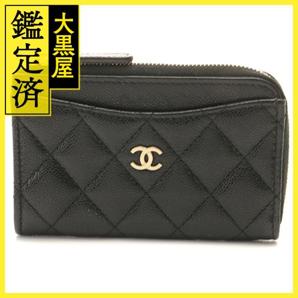 CHANEL シャネル マトラッセ クラシックジップカードケース ブラック  