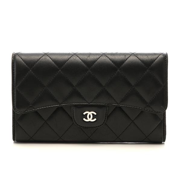 CHANEL（シャネル） バッグ マトラッセ 三つ折長財布 ブラック/SV