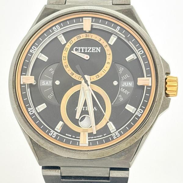 CITIZEN シチズン アテッサ 8730-S127939 腕時計_x000D_
 チタン ブラック ソーラー電波時計 メンズ【中古】 CITIZEN（シチズン） アテッサ 8730-S127939 腕時計 チタン ブラック