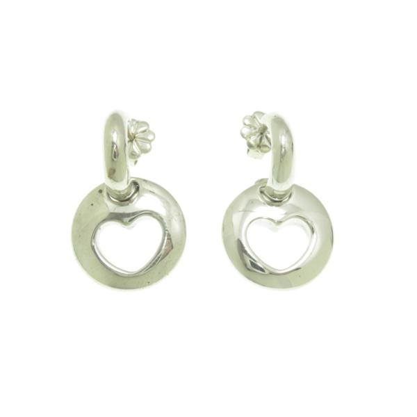 44 美品 ティファニー ピアス パール ドロップ チェーン シルバー 925 TIFFANY&Co.（ティファニー） カットアウトハートドロップピアス/SV