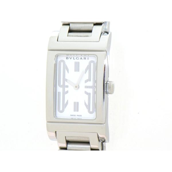 ブルガリ レッタンゴロ RT39S 革ベルト ホワイト レディース 腕時計 美品 BVLGARI（ブルガリ） レッタンゴロ RT39S 腕時計 ステンレス クオーツ