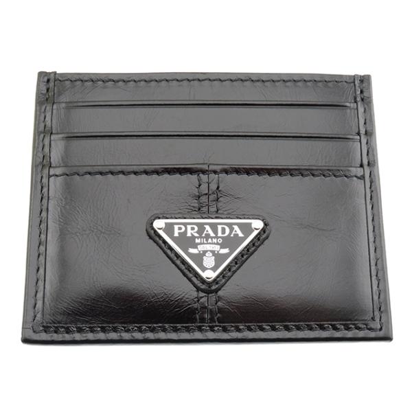 PRADA（プラダ） トライアングル カードケース ブラック レザー 2MC025