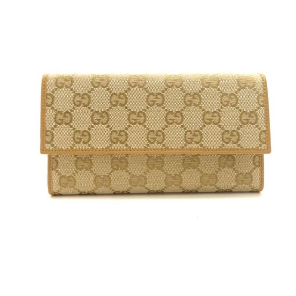 u*3様 【中古美品】GUCCI GGパターン 長財布 レッド/ベージュ GUCCI（グッチ） バッグ GG 三つ折長財布 ベージュ キャンバス/レザー
