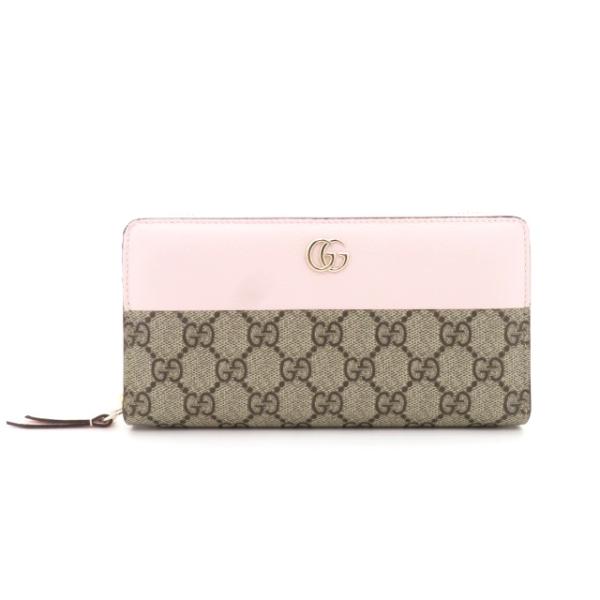 GUCCI（グッチ） ダブルG ジップアラウンドウォレット ベージュ/ピンク 