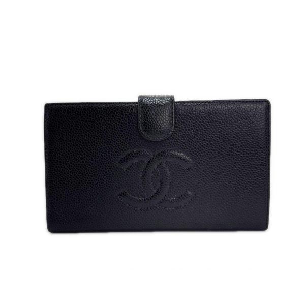 CHANEL キャビアスキン ココマーク がま口 長財布 ブラック箱付 CHANEL（シャネル） 財布 ココマーク がま口長財布 サイフ・小物