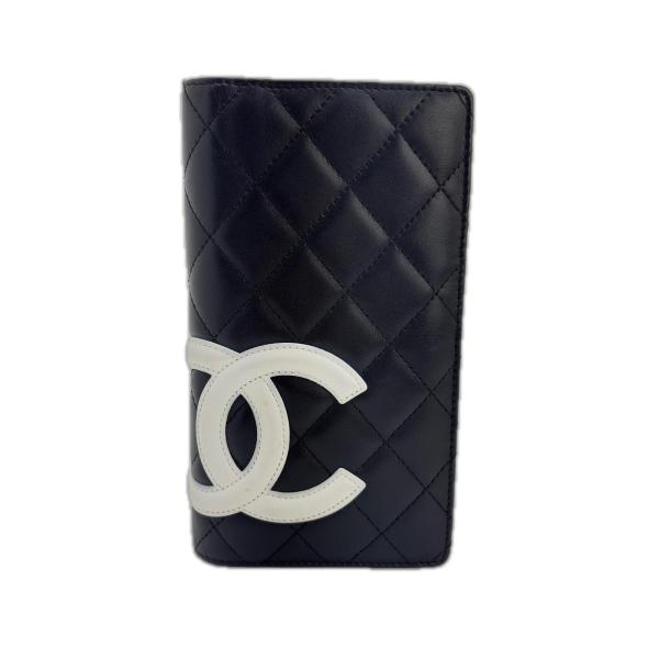 CHANEL（シャネル） カンボンライン 二つ折ZIP長財布 ブラック