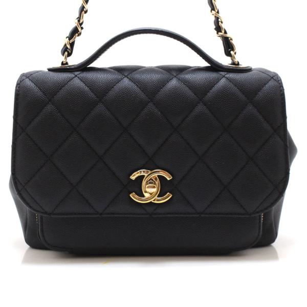 CHANEL シャネル マトラッセ ビジネスアフィニティ  A93607 ショルダーバッグ キャビアスキン ブラック/GP レディース【中古】460