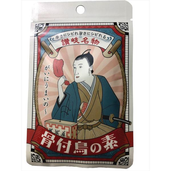 料理人が開発した調味料『骨付鳥の素』！1袋30ｇで鳥もも肉（骨付き300ｇ）３〜4本分が作れます。非常にスパイシーなこの料理は、 ビール、チューハイとの相性が抜群！骨付鳥の油を炭酸で「グッ」と一緒に飲み込む爽快感はまさに絶品です！香川県で昔...