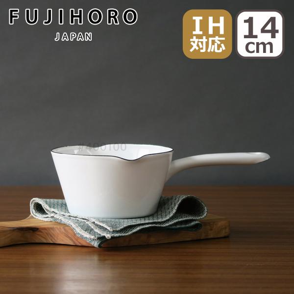 他サイト： 富士ホーロー 14cmミルクパン 片手鍋 N-14M 目盛り入り 注ぎ口付き IH対応 直火（ガス火）対応 FUJIHOROの商品画像
