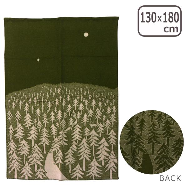 【並行輸入品】KLIPPAN クリッパン ウールブランケット 130x180 HOUSE IN THE FOREST グリーン