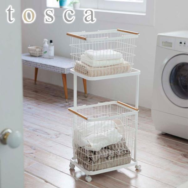 他サイト： 山崎実業 tosca トスカ ランドリーワゴン + バスケット 3300 2段  洗濯かご 洗濯物入れ yamazaki 公式 オンラインショップの商品画像