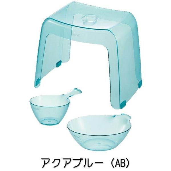 カラー：アクアブルー・カラリ　手おけＨＧサイズ:15.5 x 26.5 x 10H(cm) 容量：1.0L　 材質:飽和ポリエステル樹脂(PET樹脂)・カラリ　湯おけＨＧサイズ:25.0 x 29.5 x 9.5H(cm)　容量：2.5L　...