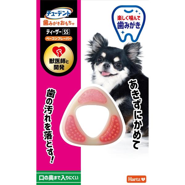 他サイト： デンタルトイ ティーザー 犬用おもちゃ 歯磨きおもちゃ ミニ(3kg未満) ベーコンフレーバー | ハーツ(Hartz) | デンタルケアの商品画像