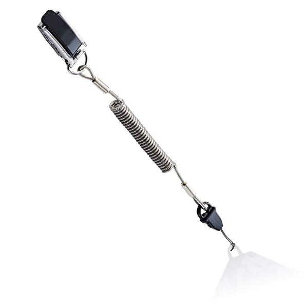 他サイト： エレコム ストラップ クリップタイプ 携帯 スマホ クリップタイプ メタルクリップ 20cm~50cmまで伸びるステンレスワイヤー ブラックの商品画像