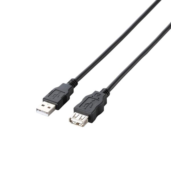 他サイト： エレコム データ転送用 USB延長ケーブル USB2.0 Aオス-Aメスタイプ 5m RoHS指令準拠&amp;環境配慮パッケージ ブラック U2Cの商品画像