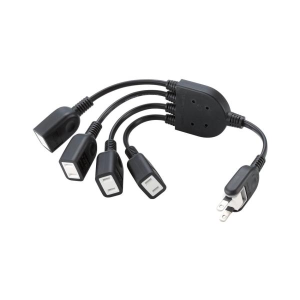 他サイト： エレコム 電源タップ 0.2m ACアダプタ用電源延長コード 4個口 スイングプラグ ブラック T-ADR4BKの商品画像