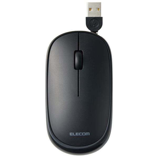 他サイト： エレコム(ELECOM) 有線 マウス Slint 静音 薄型モバイル 3ボタン ケーブル巻取式 ブラック M-TM10UBBK Mサイズの商品画像
