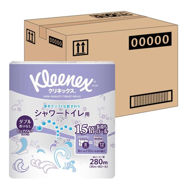他サイト： トイレット ダブル 37.5m 64ロール シャワートイレ用 クリネックス プリント (ケース品)の商品画像