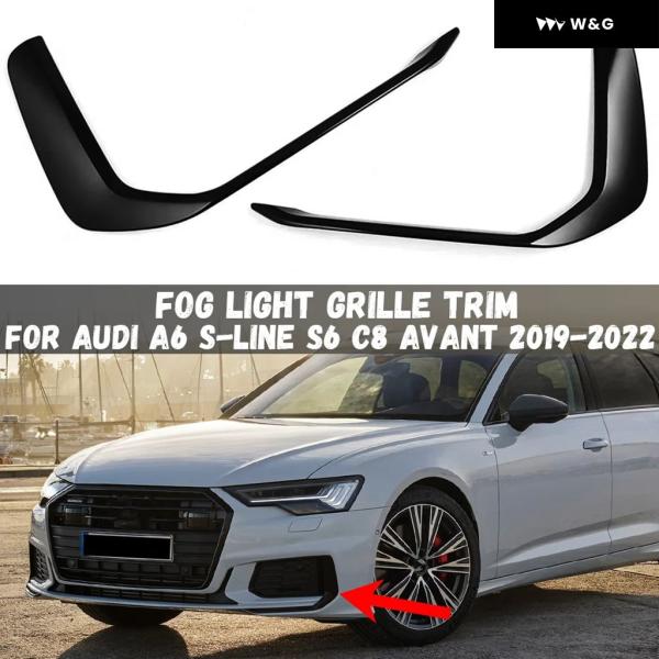 【並行輸入品】 アウディ A6 SLINE S-LINE S6 C8 アバント 2019 - 22 フロント バンパー サイド フォグランプ スプリッター スポ
